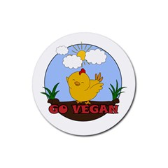 Go Vegan - Cute Chick  Rubber Coaster (round)  by Valentinaart