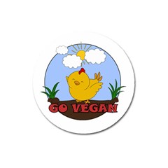 Go Vegan - Cute Chick  Magnet 3  (round)