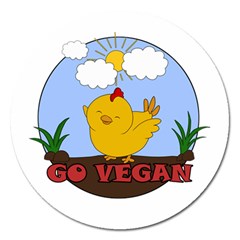 Go Vegan - Cute Chick  Magnet 5  (round) by Valentinaart