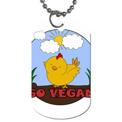 Go Vegan - Cute Chick  Dog Tag (two Sides) by Valentinaart