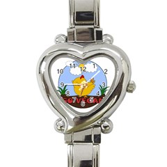 Go Vegan - Cute Chick  Heart Italian Charm Watch by Valentinaart