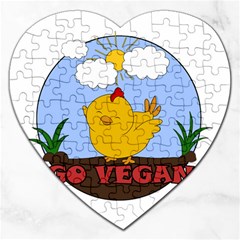 Go Vegan - Cute Chick  Jigsaw Puzzle (heart) by Valentinaart