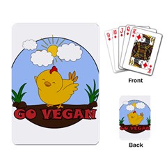 Go Vegan - Cute Chick  Playing Card by Valentinaart