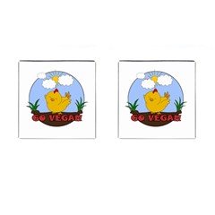 Go Vegan - Cute Chick  Cufflinks (square) by Valentinaart