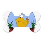 Go Vegan - Cute Chick  Dog Tag Bone (Two Sides) Front