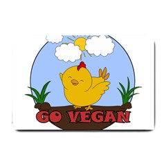 Go Vegan - Cute Chick  Small Doormat  by Valentinaart