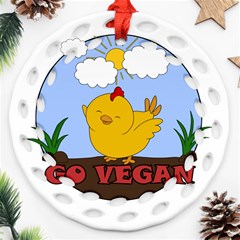 Go Vegan - Cute Chick  Ornament (round Filigree) by Valentinaart