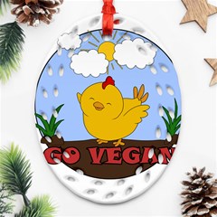 Go Vegan - Cute Chick  Oval Filigree Ornament (two Sides) by Valentinaart