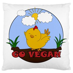 Go Vegan - Cute Chick  Large Cushion Case (one Side) by Valentinaart