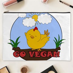 Go Vegan - Cute Chick  Cosmetic Bag (xxxl)  by Valentinaart