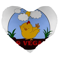 Go Vegan - Cute Chick  Large 19  Premium Heart Shape Cushions by Valentinaart