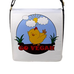 Go Vegan - Cute Chick  Flap Messenger Bag (l)  by Valentinaart