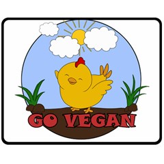 Go Vegan - Cute Chick  Double Sided Fleece Blanket (medium)  by Valentinaart