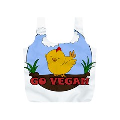 Go Vegan - Cute Chick  Full Print Recycle Bags (s)  by Valentinaart