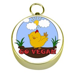 Go Vegan - Cute Chick  Gold Compasses by Valentinaart