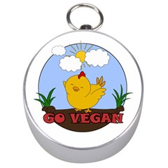 Go Vegan - Cute Chick  Silver Compasses by Valentinaart