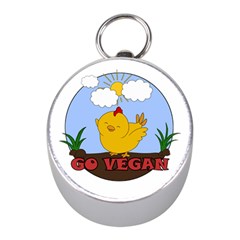 Go Vegan - Cute Chick  Mini Silver Compasses by Valentinaart