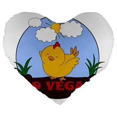 Go Vegan - Cute Chick  Large 19  Premium Flano Heart Shape Cushions by Valentinaart