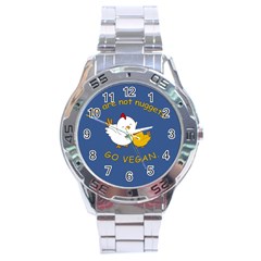 Go Vegan - Cute Chick  Stainless Steel Analogue Watch by Valentinaart