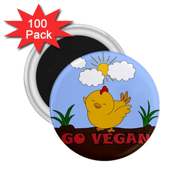 Go Vegan - Cute Chick  2.25  Magnets (100 pack) 