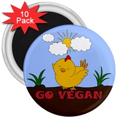 Go Vegan - Cute Chick  3  Magnets (10 Pack)  by Valentinaart