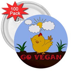 Go Vegan - Cute Chick  3  Buttons (100 Pack)  by Valentinaart