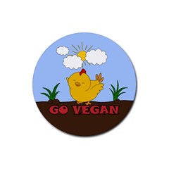 Go Vegan - Cute Chick  Rubber Coaster (round)  by Valentinaart