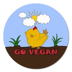 Go Vegan - Cute Chick  Magnet 5  (round) by Valentinaart