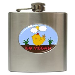 Go Vegan - Cute Chick  Hip Flask (6 Oz) by Valentinaart