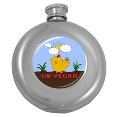 Go Vegan - Cute Chick  Round Hip Flask (5 Oz) by Valentinaart