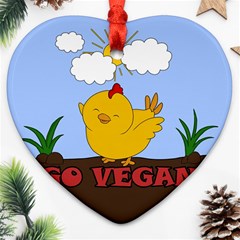 Go Vegan - Cute Chick  Heart Ornament (two Sides) by Valentinaart