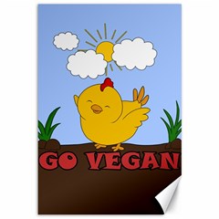 Go Vegan - Cute Chick  Canvas 12  X 18   by Valentinaart