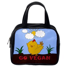 Go Vegan - Cute Chick  Classic Handbags (one Side) by Valentinaart