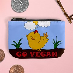 Go Vegan - Cute Chick  Mini Coin Purses by Valentinaart