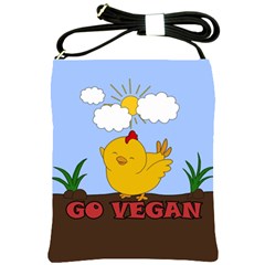 Go Vegan - Cute Chick  Shoulder Sling Bags by Valentinaart