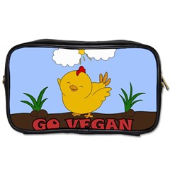 Go Vegan - Cute Chick  Toiletries Bags 2-side by Valentinaart