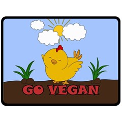 Go Vegan - Cute Chick  Fleece Blanket (large)  by Valentinaart