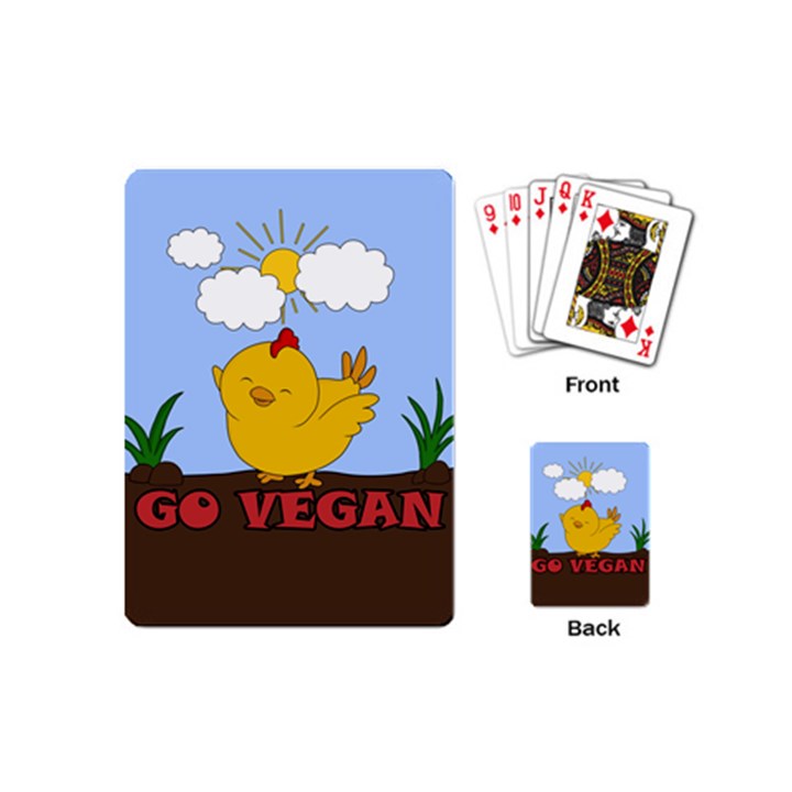 Go Vegan - Cute Chick  Playing Cards (Mini) 