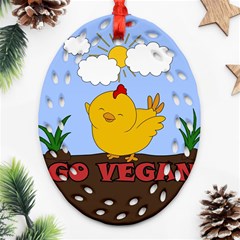 Go Vegan - Cute Chick  Ornament (oval Filigree) by Valentinaart