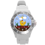 Go Vegan - Cute Chick  Round Plastic Sport Watch (L) Front