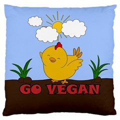 Go Vegan - Cute Chick  Large Cushion Case (two Sides) by Valentinaart