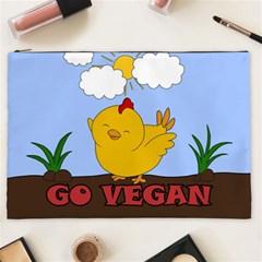 Go Vegan - Cute Chick  Cosmetic Bag (xxl)  by Valentinaart