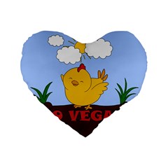 Go Vegan - Cute Chick  Standard 16  Premium Heart Shape Cushions by Valentinaart