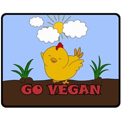 Go Vegan - Cute Chick  Double Sided Fleece Blanket (medium)  by Valentinaart