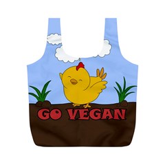 Go Vegan - Cute Chick  Full Print Recycle Bags (m)  by Valentinaart