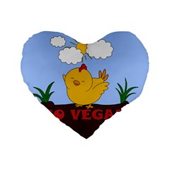 Go Vegan - Cute Chick  Standard 16  Premium Flano Heart Shape Cushions by Valentinaart