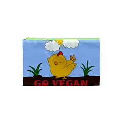 Go Vegan - Cute Chick  Cosmetic Bag (xs) by Valentinaart