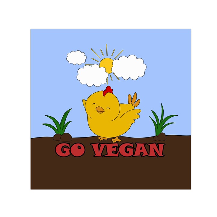 Go Vegan - Cute Chick  Small Satin Scarf (Square)