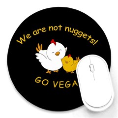 Go Vegan - Cute Chick  Round Mousepads by Valentinaart