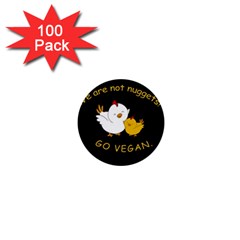 Go Vegan - Cute Chick  1  Mini Buttons (100 Pack)  by Valentinaart